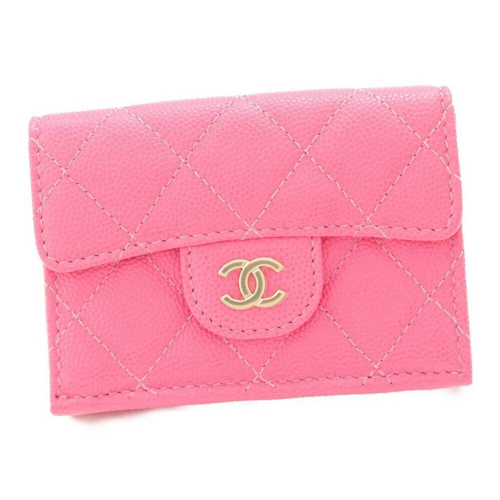 Chanel Coco Mark Caviar Skin Wallet Pink